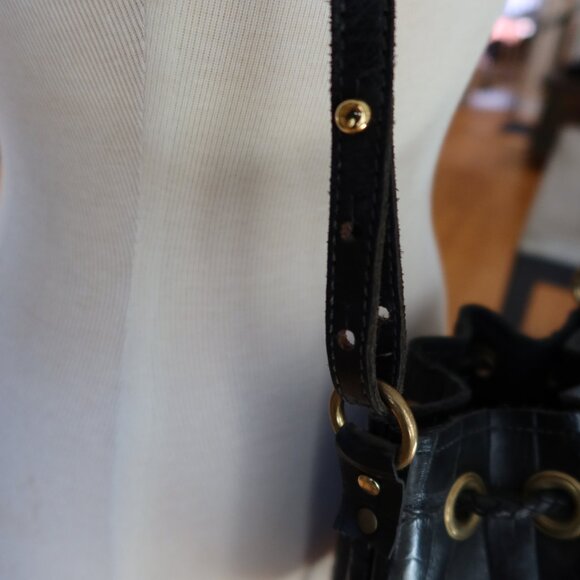 OOAK! Musick black crocodile bucket bag handmade by Meg Musick-Makely $600 - Picture 9 of 15